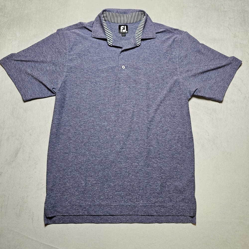 FootJoy Mens Heathered Navy Blue Performance Golf Polo Shirt 25702 Size M